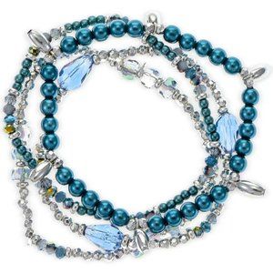 STYLE & CO for Macy's 3-Pc. Set Blue Silver Beaded Stretch Bracelets